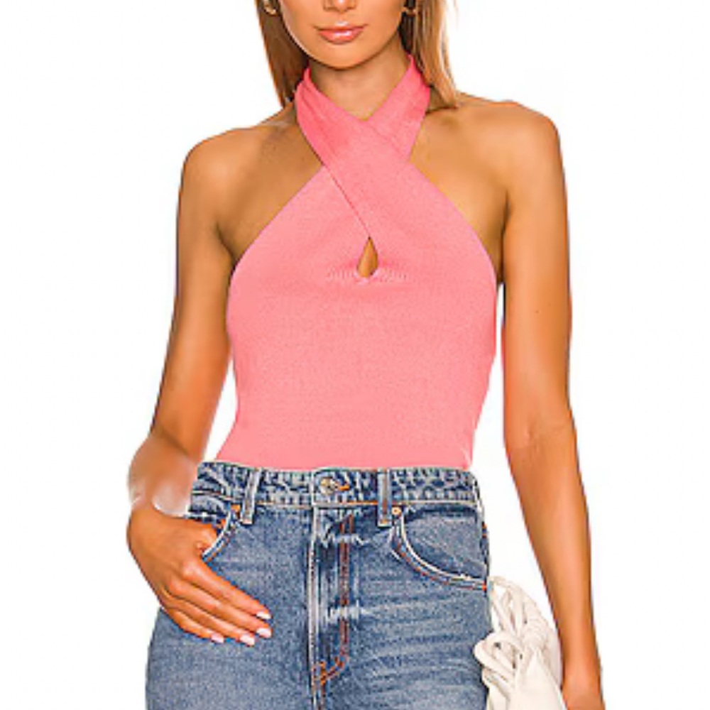 525 America Revolve Multi Wear Halter Top in Pink Berry